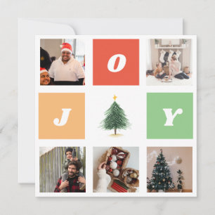 Colourful Joy Christmas Tree Photo Collage Holiday Card