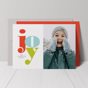 Colourful joy holiday photo card