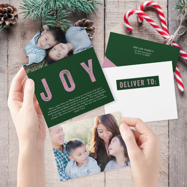 Colourful JOY Tear Away Photo Holiday Card (Creator Uploaded)