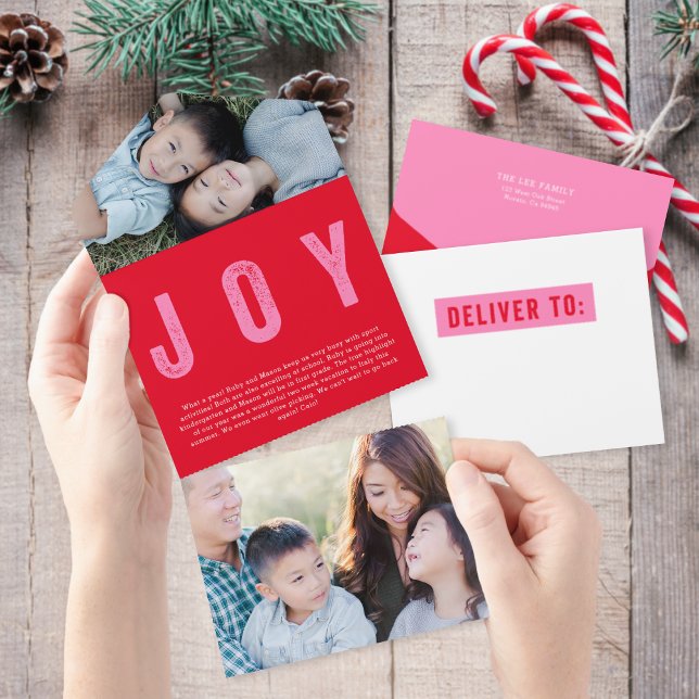 Colourful JOY Tear Away Photo Holiday Card (Creator Uploaded)