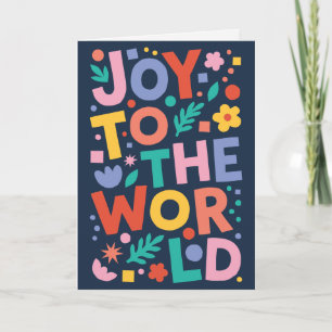 Colourful Joy To The World Holiday Card