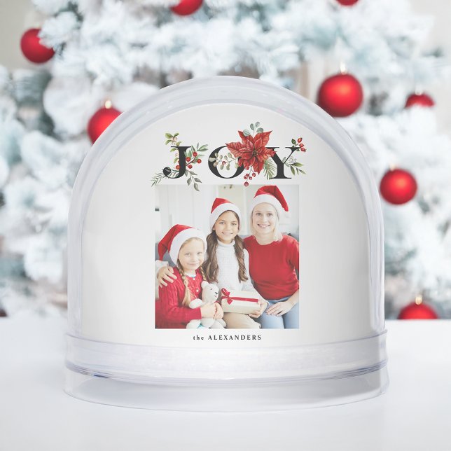 Colourful Joy w/Poinsettias Photo Snow Globe (Creator Uploaded)
