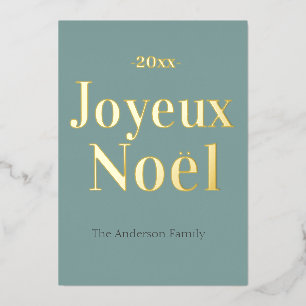 Colourful Joyeux Noel French Christmas  Foil Holiday Card