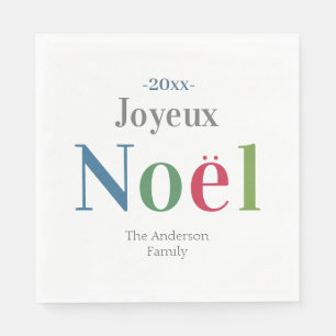 Colourful Joyeux Noel French Christmas       Napkin