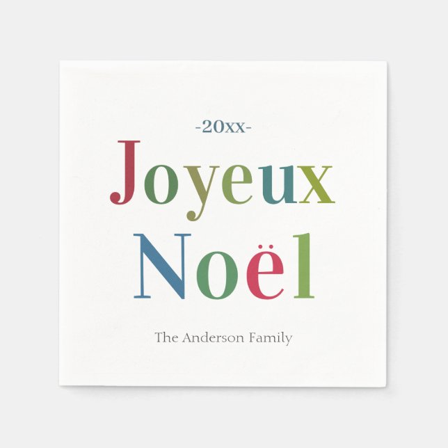 Colourful Joyeux Noel French Christmas     Napkin (Front)