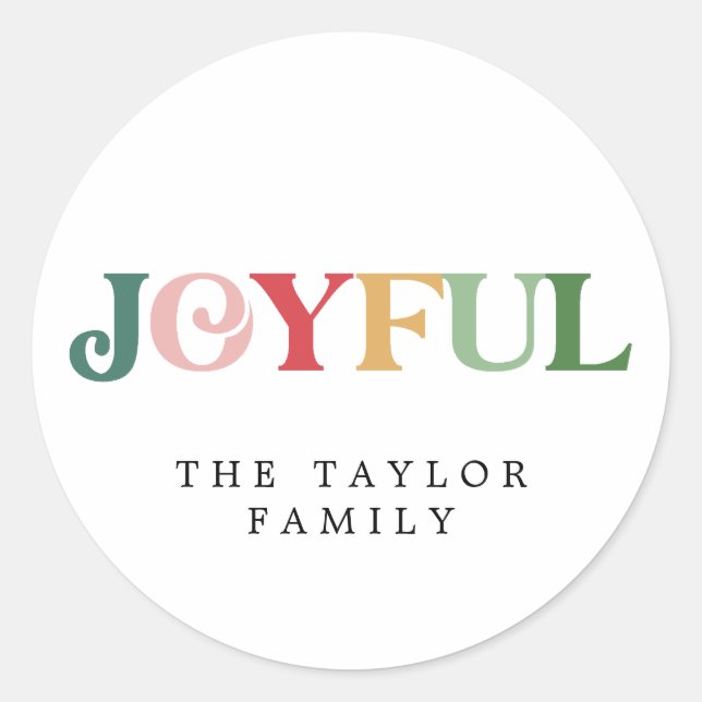 Colourful Joyful Christmas Holiday Gift Classic Round Sticker (Front)