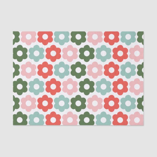 Colourful Joyful Christmas Retro Daisy Tissue Pape Paper (Front)