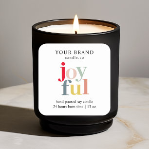 "Colourful ‘Joyful’ Festive Holiday Candle  Square Sticker