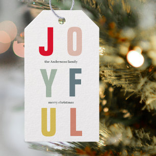 Colourful Joyful Holidays Gift Tags