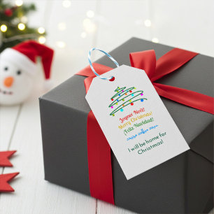 Colourful Joyous International Merry Christmas Tre Gift Tags