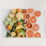 Colourful Juicy Sliced Citrus Fruits difficult 100 Jigsaw Puzzle<br><div class="desc">Enjoy colours from nature! Juicy Sliced lemons, lime, tangerines, blonde and red oranges, grapefruits in a vibrant and colourful citrus geometric abstract arrangment will be a motivational home decor for your kitchen. PErfect as gift for raw food and healthy veggie lovers. A beautiful close-up photography by Brooke Lark. Avaiable also...</div>