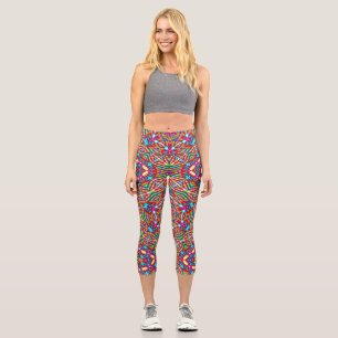 Colourful jumble Mandala Capri Leggings