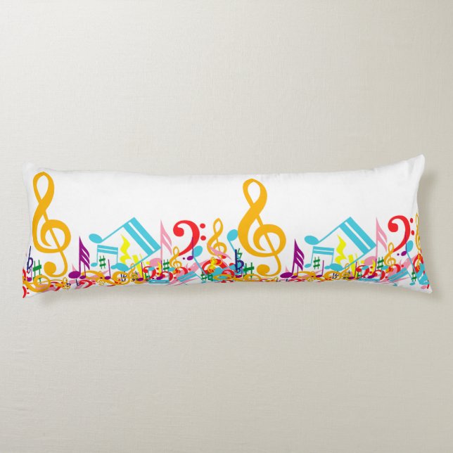 Colourful Jumbled Musical Notes Body Cushion (Back)