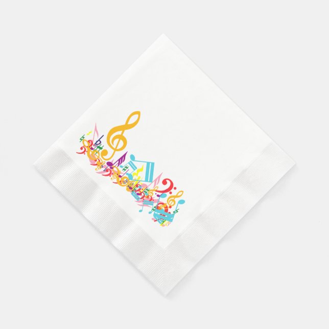Colourful Jumbled Musical Notes Napkin (Corner)