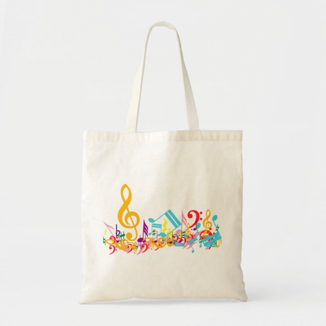 Colourful Jumbled Musical Notes Tote Bag (Front)