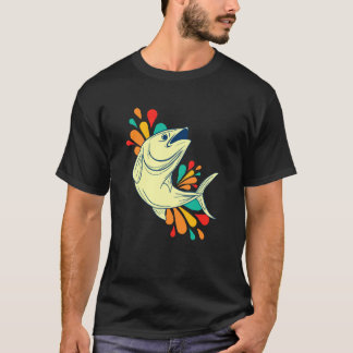 Colourful Jumping Fish Humour Splash Ocean Scene T-Shirt
