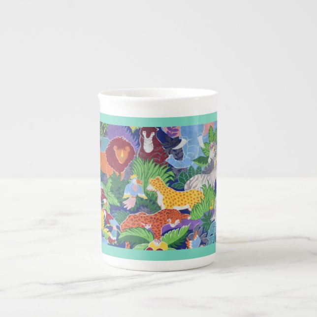 Colourful Jungle Animals Bone China Mug (Front)