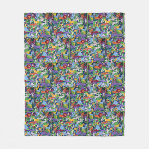 Colourful Jungle Animals Fleece Blanket