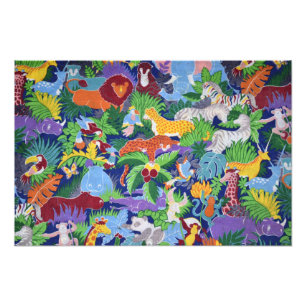 Colourful Jungle Animals Photo Print
