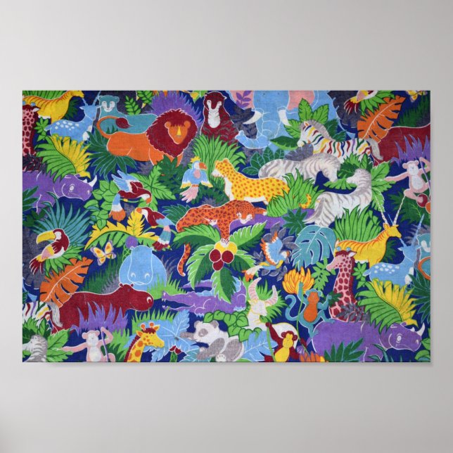 Colourful Jungle Animals Poster (Front)
