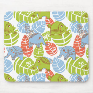 Colourful Jungle Elephants Mouse Mat