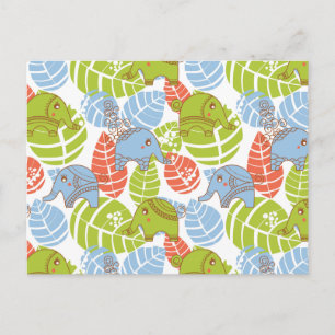 Colourful Jungle Elephants Postcard