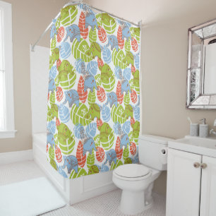Colourful Jungle Elephants Shower Curtain