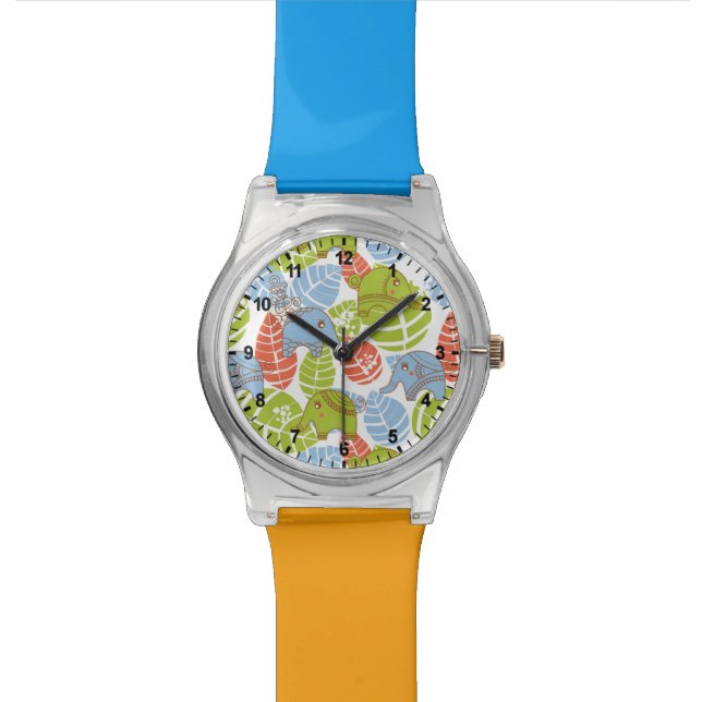 Colourful Jungle Elephants Watch (Close Up)