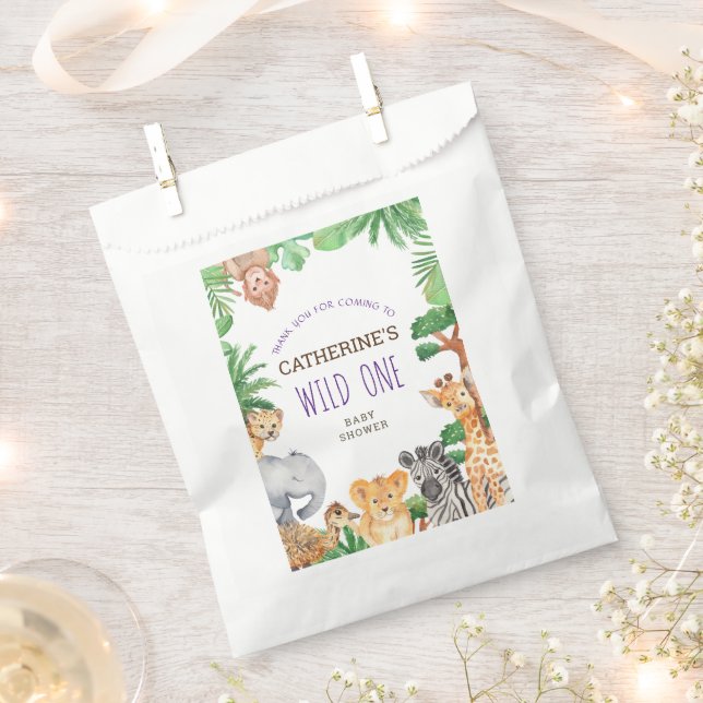Colourful Jungle Safari Animal Baby Shower Favour Bags (Clipped)