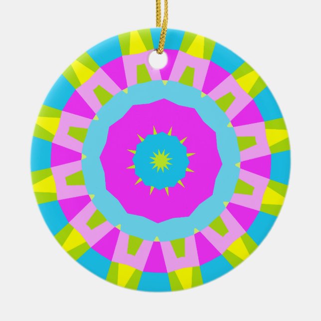 Colourful Kaleidoscope 014 Ceramic Tree Decoration (Front)