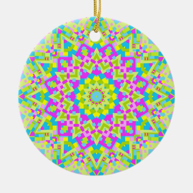 Colourful Kaleidoscope 02 Ceramic Tree Decoration (Front)