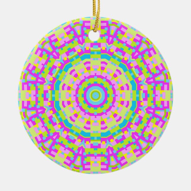 Colourful Kaleidoscope 03 Ceramic Tree Decoration (Front)