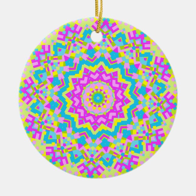 Colourful Kaleidoscope 04 Ceramic Tree Decoration (Front)
