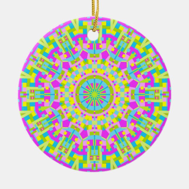Colourful Kaleidoscope 05 Ceramic Tree Decoration (Front)