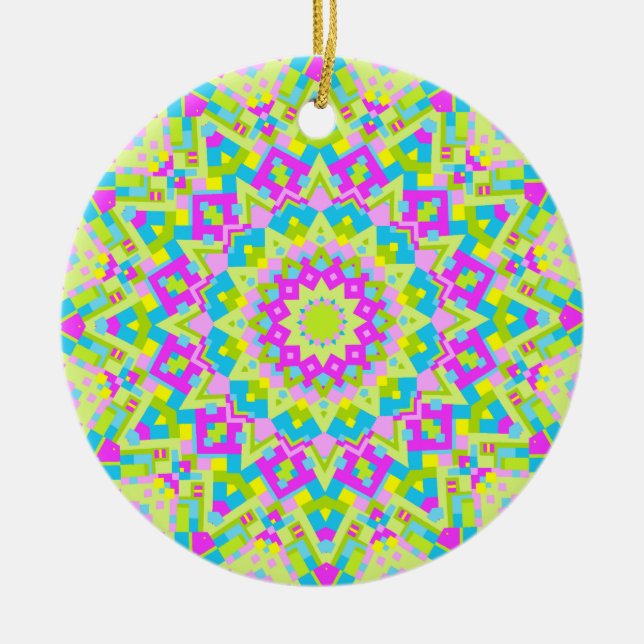 Colourful Kaleidoscope 07 Ceramic Tree Decoration (Front)