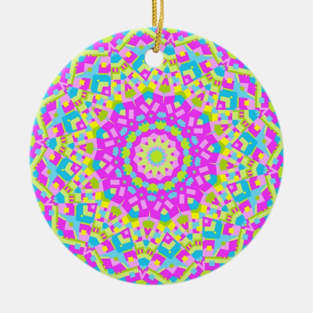 Colourful Kaleidoscope 08 Ceramic Tree Decoration (Front)