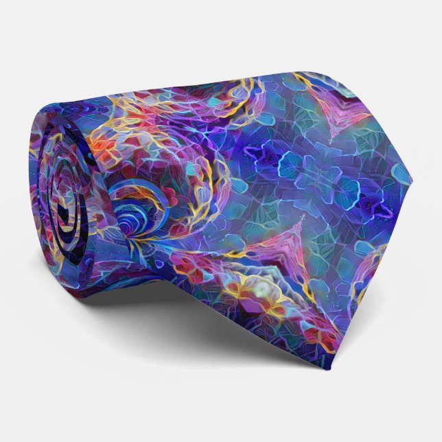 Colourful kaleidoscope abstract tie (Rolled)