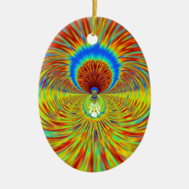 Colourful Kaleidoscope Art Print Ceramic Tree Decoration (Front)