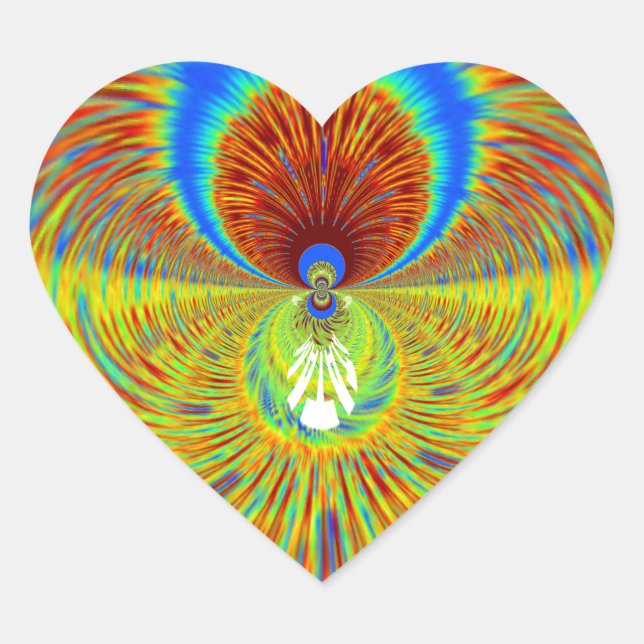 Colourful Kaleidoscope Art Print Heart Sticker (Front)
