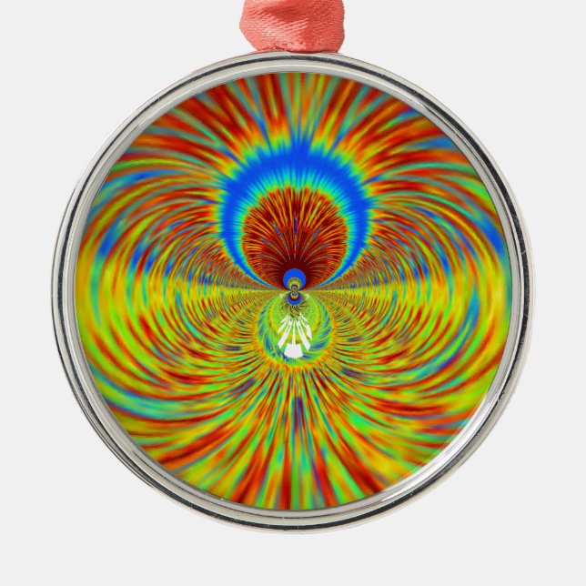 Colourful Kaleidoscope Art Print Metal Tree Decoration (Front)