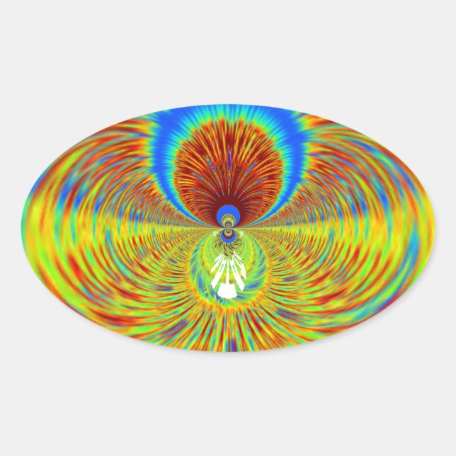 Colourful Kaleidoscope Art Print Oval Sticker (Front)
