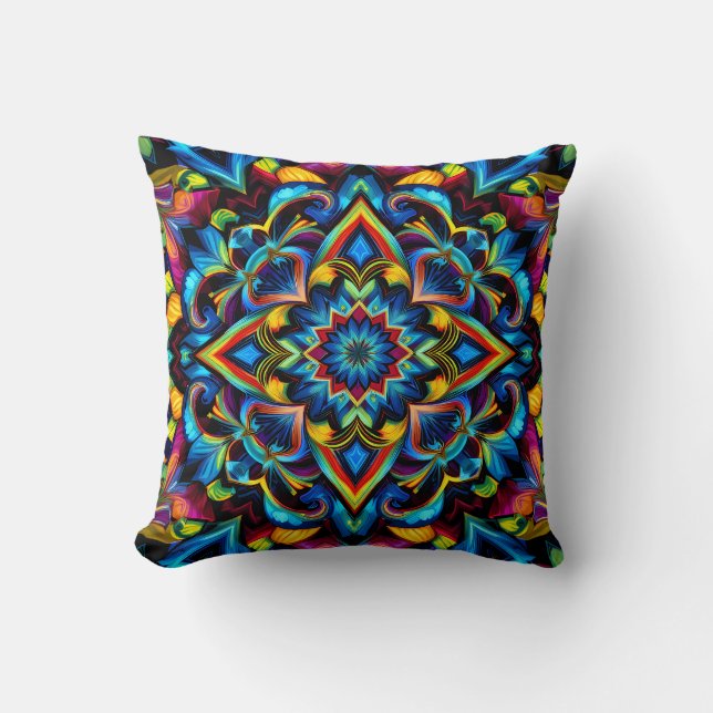 Colourful Kaleidoscope Mandala Design Mug, Pillow  (Front)