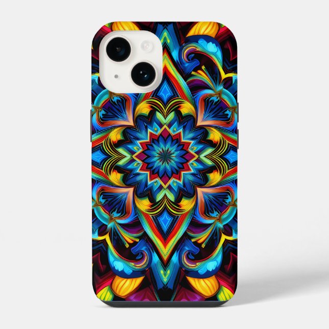 Colourful Kaleidoscope Mandala iPhone 14 Case  (Back)