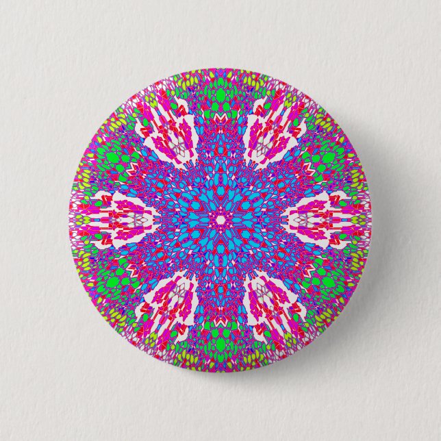 Colourful Kaleidoscope Pattern: 6 Cm Round Badge (Front)