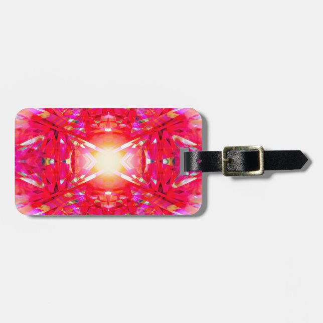 Colourful kaleidoscope pattern luggage tag (Front Horizontal)