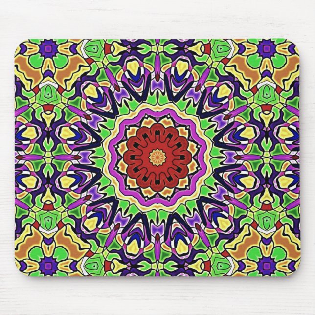 Colourful Kaleidoscope Pattern Mouse Mat (Front)