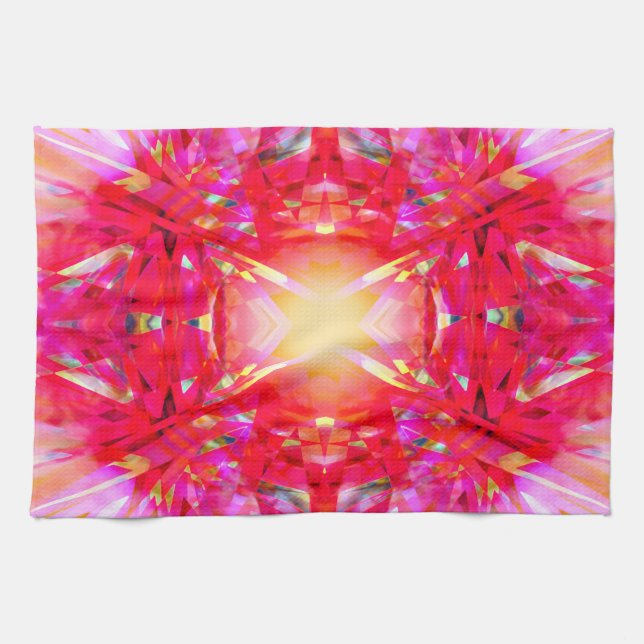 Colourful kaleidoscope pattern tea towel (Horizontal)