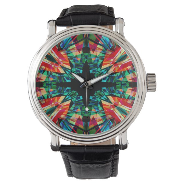 Colourful kaleidoscope pattern watch (Front)