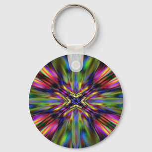 Colourful kaleidoscope starburst key ring