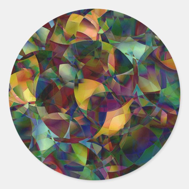Colourful, Kaleidoscopic Abstract Art Classic Round Sticker (Front)